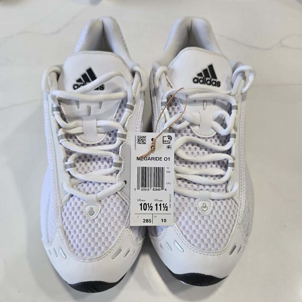 Adidas Megaride 01 Men's Size 10.5 White Black Sneakers Shoes